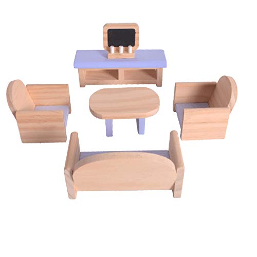 AIBAB Kind Zweiter Stock Holz Puppenhaus Spielzeug Zimmer Chi Spaß Haus Puzzle Puppe Haus Mädchen 37,5 * 55 * 52,5 cm – Bild 5