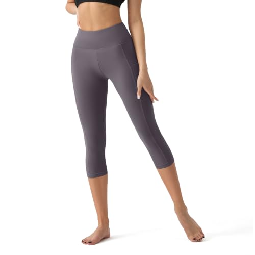 Image of YUDSUD High Waisted Leggings for Women with Pockets - Tummy Control Capris Yoga Pants for Workout Running Athletic Cycling