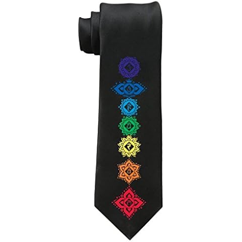 Yoga Clothing For You Mens FLORAL CHAKRAS Necktie, Black Cover