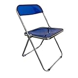 Moderne Acryl-Klappstühle - Stapelbarer Kristallsitz mit Chrom e - Vielseitiges transparentes Indoor & Outdoor Fell (Blau) für stilvolle Wohnräume