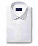 David Donahue Mens Regular Fit Horizontal Rib French Cuff Formal Shirt, White 16 x 34-35