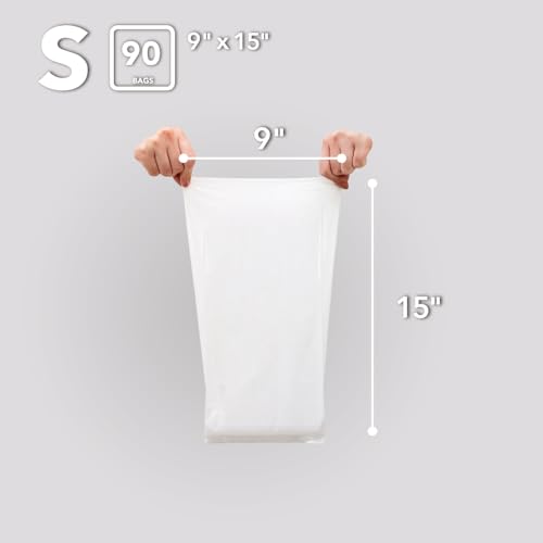 Image of BOS Odor-Sealing Kitchen, Home & Food Small Trash Bags for Waste- Disposable Bags - Scent & Smell Free (90 Bags) [Size S, Color White] ★Brand-new packaging!