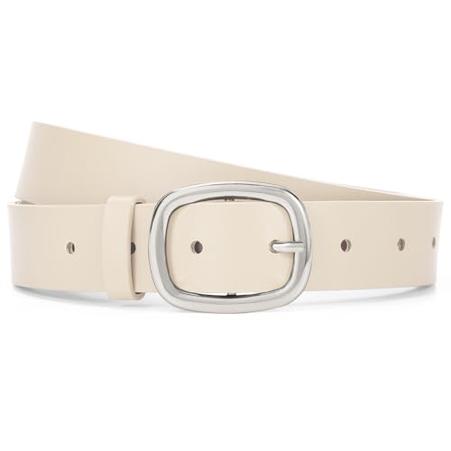 Casual Genuine Leather Belt for Women Gold Buckle Waist Belt for Jeans Pants Dresses