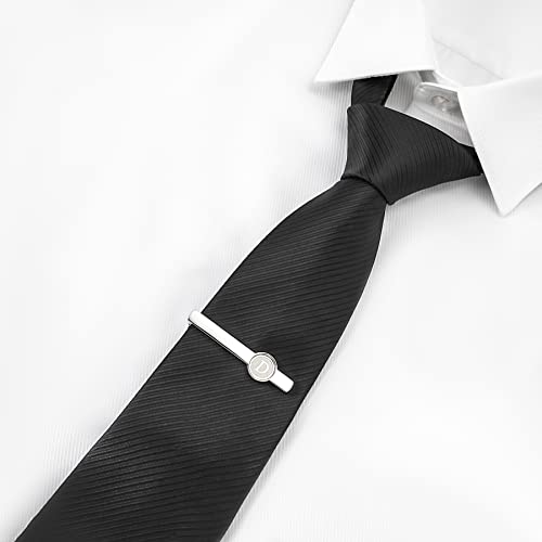 Dannyshi Men Tie Clip 2.1 Inch Silver Plated Stainless 26 Letters A-Z + Gift Box (Silver-D) #TOP1