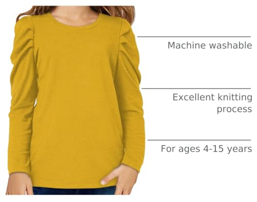 Image of blibean Tween Girls Puff Sleeve Shirts Stylish Fall Tops Size 4-15 Years Old
