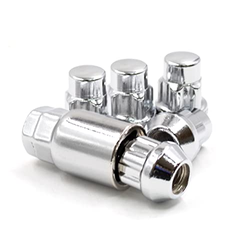 Wheel Accessories Parts 5 Locks + Key 1/2" Thread Closed End Bulge 1.38" Long Locking Wheel Lug Nuts Lock Chrome Dual Hex Key 13/16" And 3/4" Fits Mosts Jeep 1985 To 2018 #TOP7