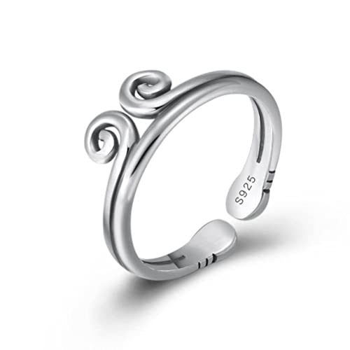 Bague ouverte en métal sterling S925 au style vintage thaïlandais