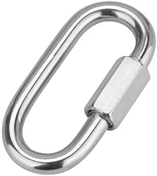 Uooker 8 Pack M4 D Shape Locking Carabiner Stainless Steel Quick Link Chain Connector Keychain Ring Buckle,110 KG