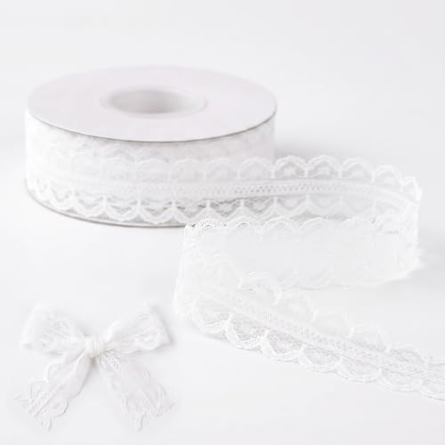 Bekecidi Ruban Dentelle Blanche Tricoté à la Main 2,1 cm x 18 m Décoratif