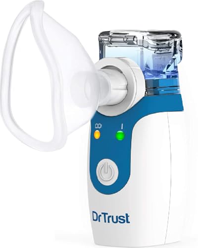 Image of Dr Trust Portable Ultrasonic Mesh Nebulizer Machine Cool Mist Inhaler for Children and Adults (White)-404