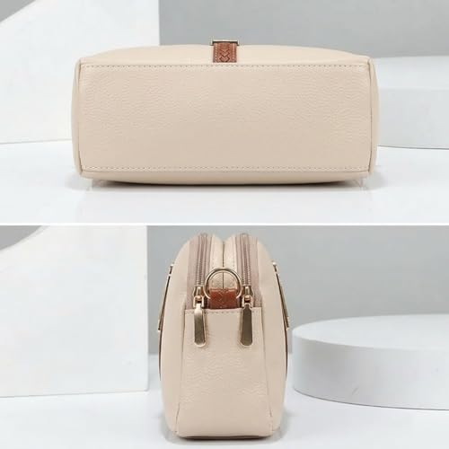 Image of Faux Leather Sling Bag with Brown Adjustable Strap & Gold-Tone Hardware - Compact Crossbody Handbag for Daily Use