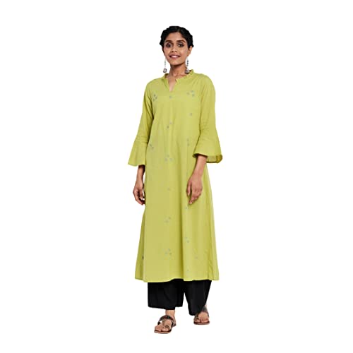 Image of Fabindia Women Cotton Cambric Chikankari Long Kurta