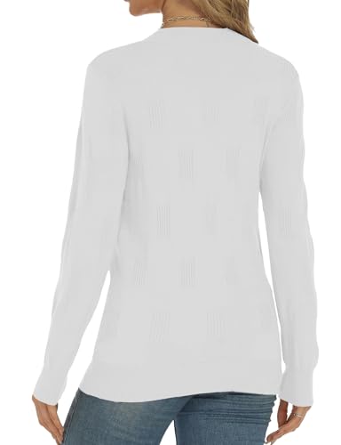 Image of Buauty Womens Fashion V Neck Long Sleeve Knitted Ribbed Pullover Sweaters Casual Lightweight Loose Fit Jumper Tops