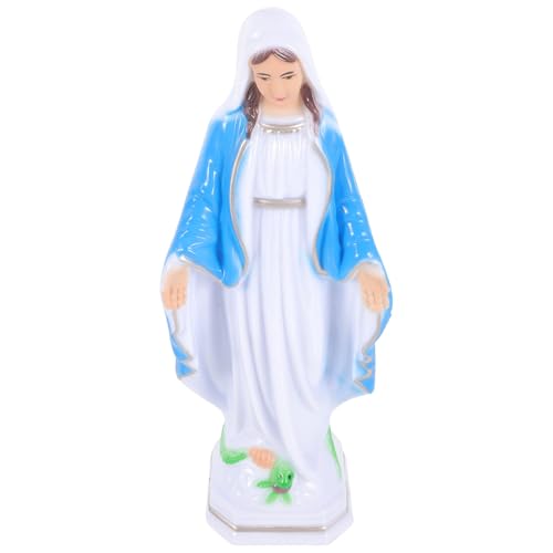 MAGICLULU Estatua Virgen María de Plástico Pequeña 25 Cm Color Azul Claro para Decoración Religiosa Escritorio, Figura Católica Liviana Adecuada para Hogar y Espacios Religiosos