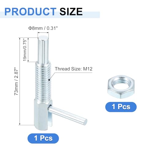 QUARKZMAN Einziehbarer Indexierungs-Spannstift, M12 l Feder-Spannstift aus Kohlenstoffstahl mit Federbelasteter Riegel Teleskopverriegelungsstift mit Mutter für Maschinenbau Schiffbau