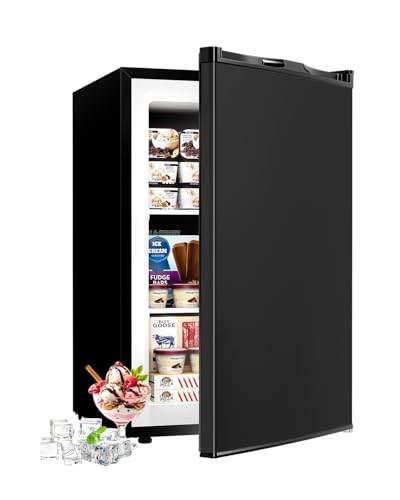 Feelfunn 3.0 Cu.ft Upright Freezer - Compact Mini Freezer with 7 Adjustable Thermostat, Removable...