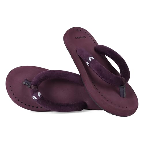 Image of CHUPPS Plush Beige Drift Orthopedic Slippers | Soft Footpharma Footbed | Breathable Ventilation Holes | Lightweight Flip Flops | Anti-Skid Chappals for Everyday For Womens