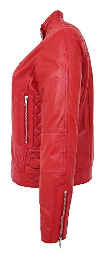 Veste de motard en cuir véritable rubis style décontracté - 4