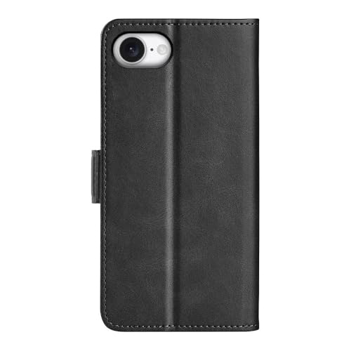 Image of Havilah for iPhone 16e Dual-Side Magnetic Buckle Horizontal Flip Faux Leather Phone Case iPhone 16e Case Cover(Black)