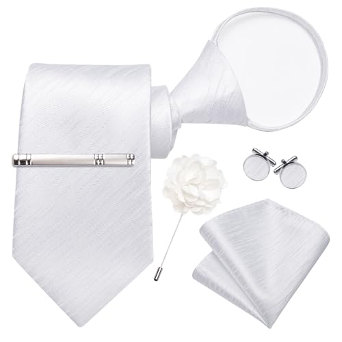 Image of DiBanGu Silk Pre-tied Ties for Men Formal Adjustable Necktie Set | 6PCS,Zipper Tie,Pocket Square,Cufflinks,Tie Clip & Lapel Pin,Wrinkle-Resistant,Premium Gift Box,Formal Business Wedding Party