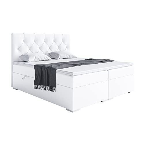 MEBLINI Boxspringbett mit Bettkasten - Gepolstert Doppelbett mit Matratze...