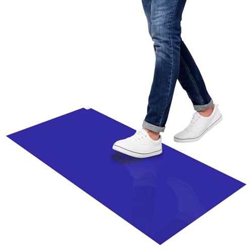 Image of uxcell 300pcs Adhesive /Sticky /Tacky Mats 18 inch x 36 inch, Case of 10 Mats, 30 Sheets Each, for Cleanroom, Warehouse, Laboratory, Capture Dirt and Dust, Blue