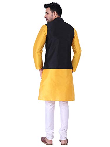 Image of Sadree Silk Men's Kurta Pajama Waistcoat or Nehru Jacket Set