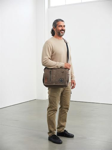 Image of The House of tara Distress Finish Sturdy Cotton Canvas Messenger Bags for Men and Women | Zip Closure, Adjustable Body Strap I Crossbody Sling | External Zip Pockets