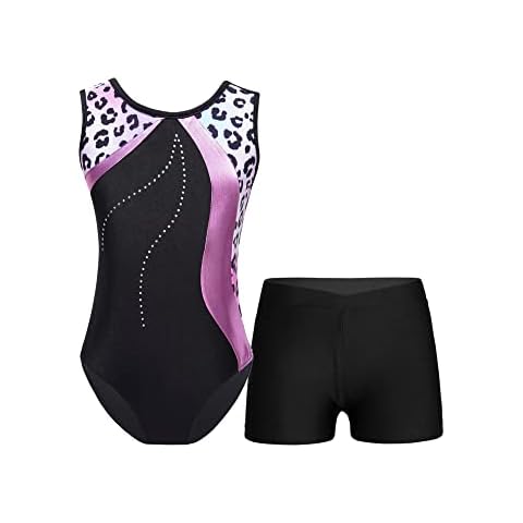 iEFiEL Mädchen Glitzer Turnanzug Ärmellose Leotards Rückenfrei Ballettanzug Cover