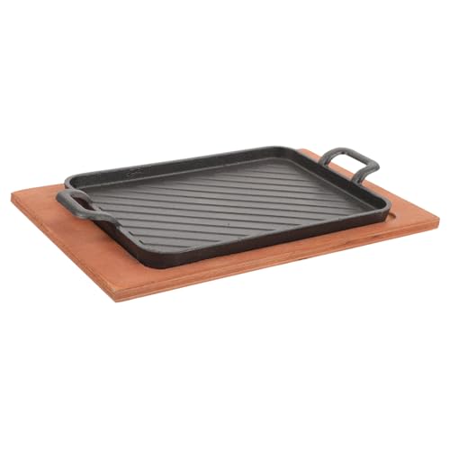 Abaodam 1Juego Sartén para Parrilla de Barbacoa de Hierro de Plancha y Bandeja con Asas para Cocinar Pescado Filetes y Verduras Resistente y Duradera