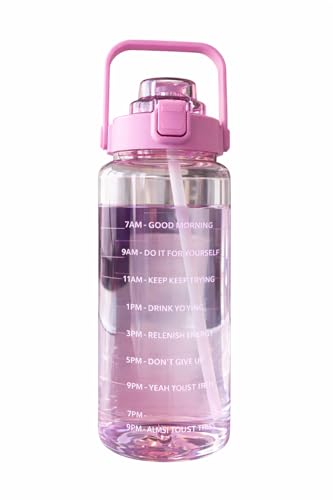 Image of Motivational Water Bottle 2 Litre with Time Marker | Leak Proof BPA Free Gym Bottle | Sports Drinking Bottle with Straw & Handle for Office, Gym, School