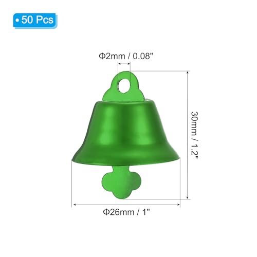 PATIKIL Mini Craft Bells, 50 Pcs Jingle Bells 1" Metal Hanging Bells for DIY Party Wedding Home Decoration Christmas, Green - Image 2