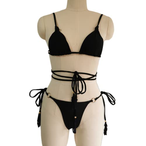 Women Sexy Criss Cross Wrap Micro Bikini 2 Piece Lace Up String Thong Swimsuit Bathing Suit4