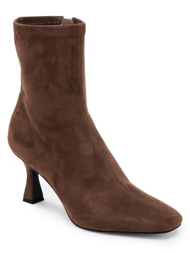 Coutgo Womens Kitten Heel Ankle Boots Square Toe Side Zipper Dressy Booties Fall Shoes