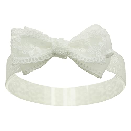 Nihao Baby Off White Lace Baptism Headband Christening Hair Accessories (0-6 months,B-Off White Lace Bow)