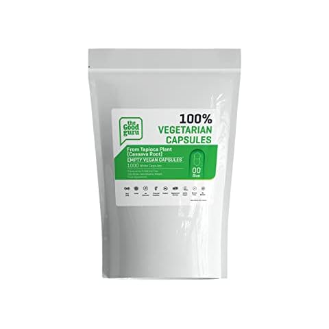 Vegetarian Empty Capsules | 1000 White Capsules | Vegan and Vegetarian Friendly - from Tapioca Plant | by The Good Guru Cover