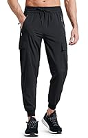 Libin Jogginghose Herren Leichte Wanderhose Cargohose Outdoorhose Trekkinghose Stretch Schnelltrocknend Freizeithose Sporthose Running Trainingshose mit Taschen, Schwarz L