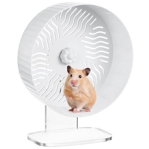 Roda silenciosa para hamster de 24 cm, roda de exercícios para hamster com suporte de acrílico ajust