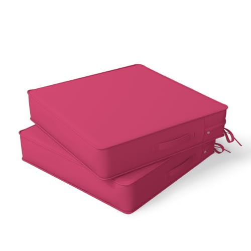 Pakunoda Outdoor Chair Cushions Patio Funiture Chair Seat Cushion 24 L X 24 W X 5 H Waterproof & Fade Resistant Square Sofa Couch Chair Pads with Non-Slip Bottom &Handle & Adjustable Straps Set of 2 by Pakunoda - Used condition - US$33.82