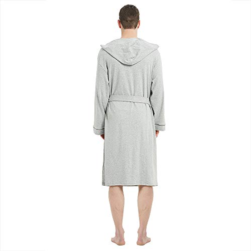 U2Skiin Mens Cotton Robes, Lightweight Bathrobe With Hood, Soft Cotton Spa Robe For Men (Light Grey Mel, L/Xl) #TOP2
