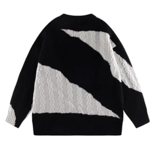 Pull rétro à col rond de style vintage avec coutures géométriques et coupe ample décontractée - 2