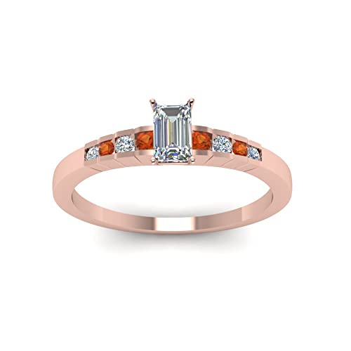 Image of 55Carat Choose Your Gemstone Diamond CZ Graduated Accent Ring Rose Gold Plated Emerald Shape Petite Engagement Rings Everyday Jewelry Wedding Jewelry Handmade Gifts for Wife US Size 4 to 12