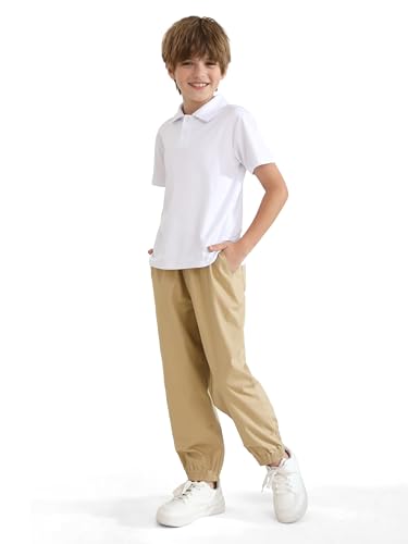 resinta 3 pack boys39 stretch school jogger pants pull-on twill uniform pants stretch chino fabric with elastic waist for kids