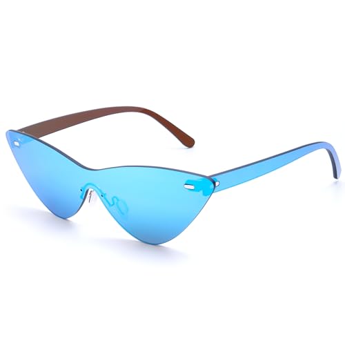 ICARA Women's Vintage Rimless Cat Eye Y2K Sunglasses - Fashionable Frameless UV400 Eyewear for Travel & Style