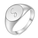 Perhiasan Wanita Cincin Chic Awal Cap Pernyataan Cincin Gadis Hadiah Aksesoris-5,S