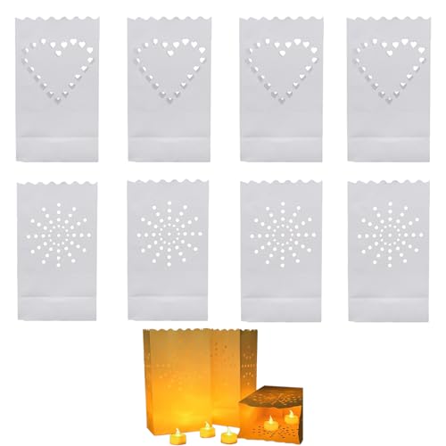 Fayemint 20 PCS Sacs à Bougies, Lanterne en Papier, Sacs Photophores, pour Les Fêtes, la Saint-Valentin, Les Fiançailles, Le Mariage, Halloween, Noël