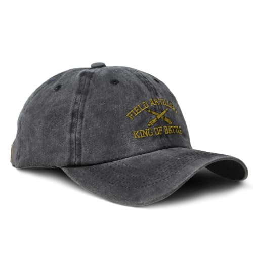 Vintage Washed Hat Us Army Field Artillery B Embroidery Cotton Dad Hats for Men & Women Buckle Closure Black