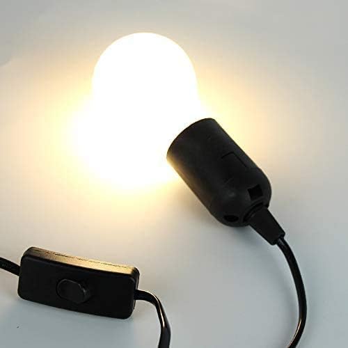 Lightingsky Extension Light Cord Hanging Lantern Pendant Lamp Cord Cable E26 Bulb Socket to 2-Prong US AC Power Cord with On/Off Switch (20 Feet, Black-1 Pack)