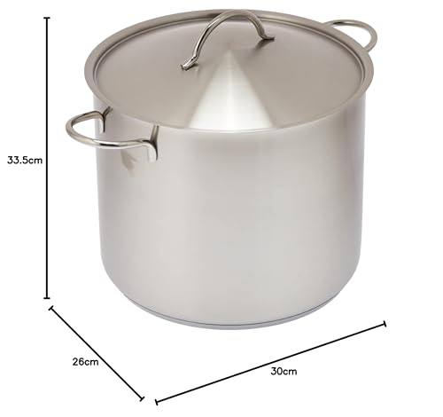 Foto von WMF Gemüse- Suppentopf Induktion 28cm, Metalldeckel mit Dampföffnung, Kochtopf groß 14l, Cromargan Edelstahl mattiert, großer Topf unbeschichtet, backofengeeignet