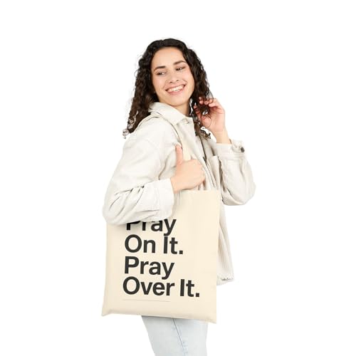 Christian Tote Bag – Pray On It. Pray Over It. – Inspirational Faith Bag for Women, Bible Study, Gifts & Church4